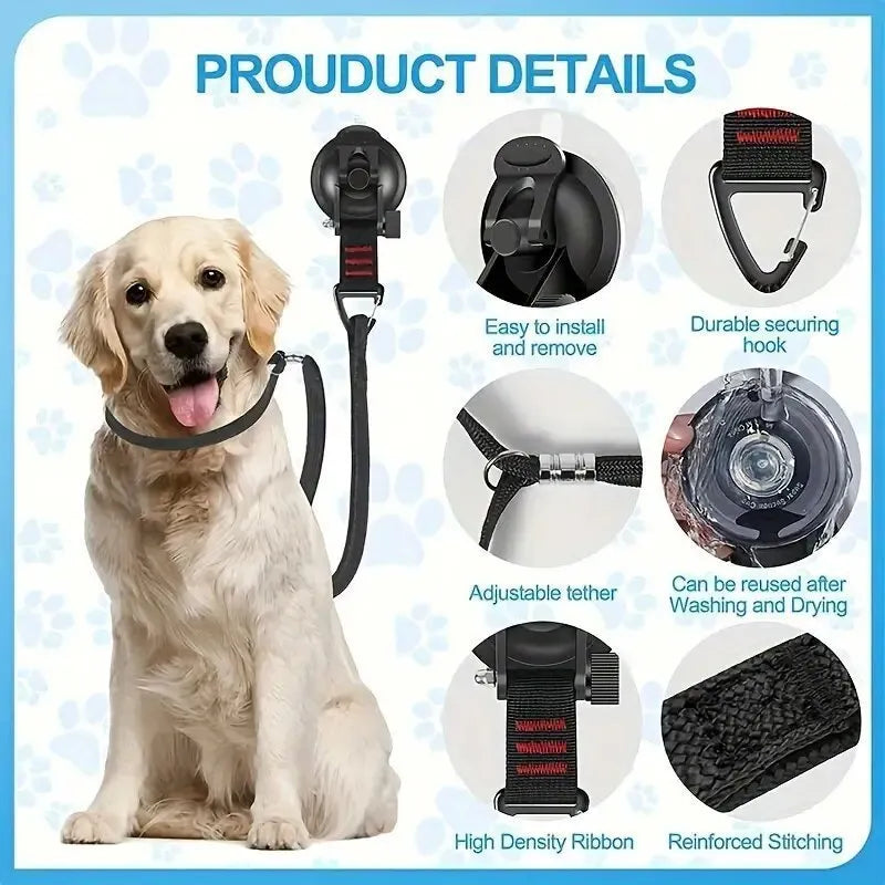 Pet bathing fixed artifact with suction cups, traction rope, and handcuffs for securing pets during washing