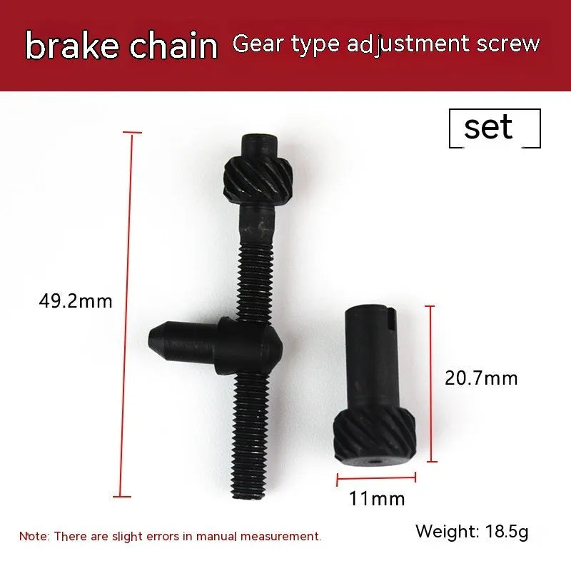 Chainsaw chain tension adjustment accessory kit with nylon thread spools and gear components