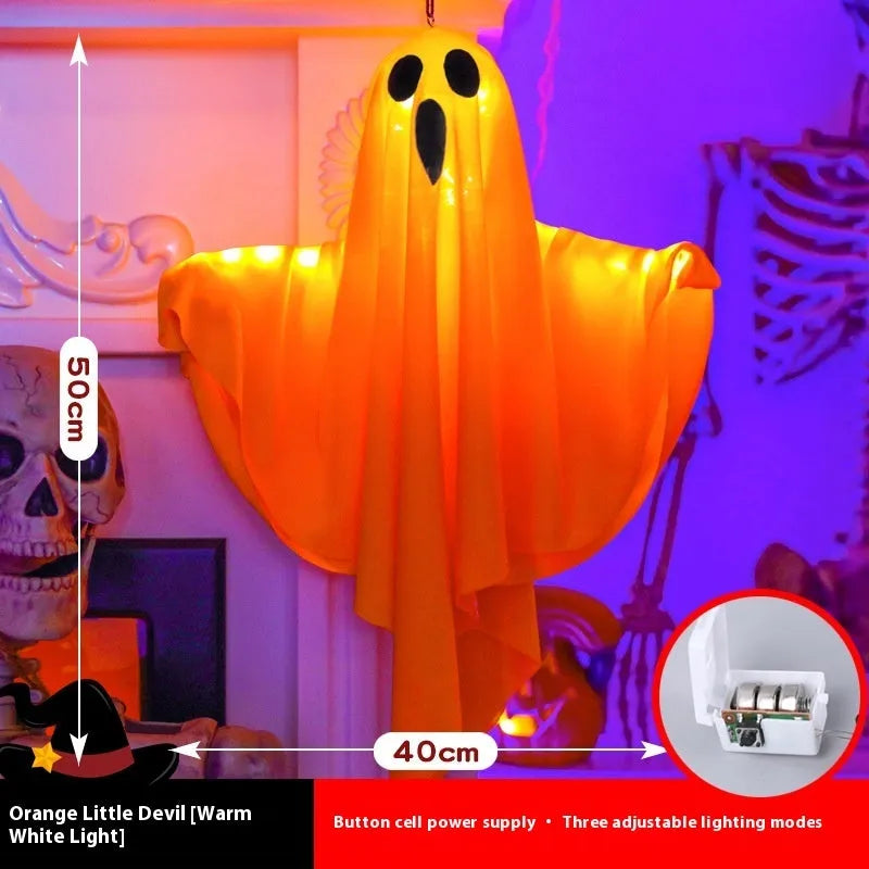 White ghost scream Halloween ambience light with cloth construction and 4.5V electronics