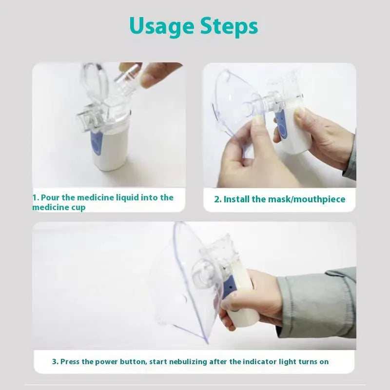 USB handheld columnar nebuliser with 0.5L water tank for quiet drug atomisation below 36dB