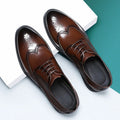Men's black and brown brogue leather shoes with PU upper, sizes 38-47