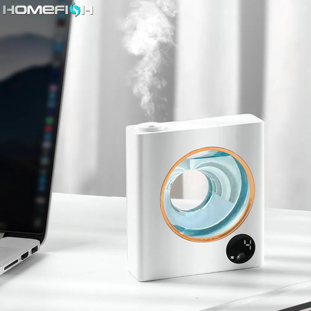 White wall-mounted automatic aromatherapy machine with USB charging port and essential oil bottles