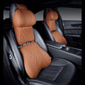Car neck pillow and lumbar support set with wavy embroidery pattern in polyester fabric