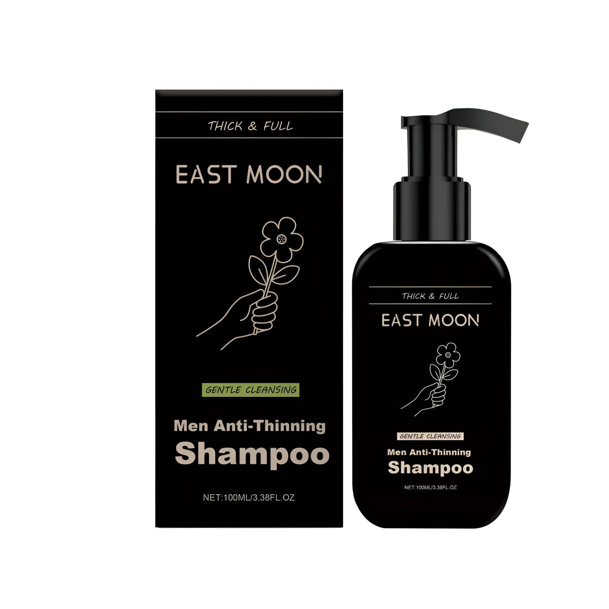 100ml bottle of men's thick and rich shampoo with biotin and botanical extracts
