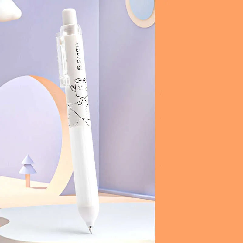 Minimalist 0.5mm automatic pencil with plastic pen holder in black or white colour options