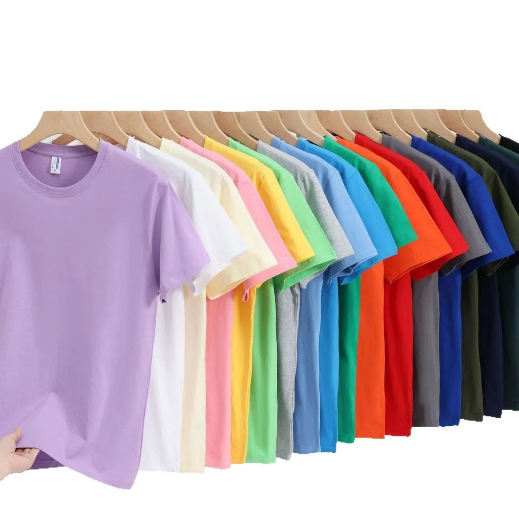 Unisex loose fit cotton t-shirt in multiple solid colours with short sleeves for summer wear