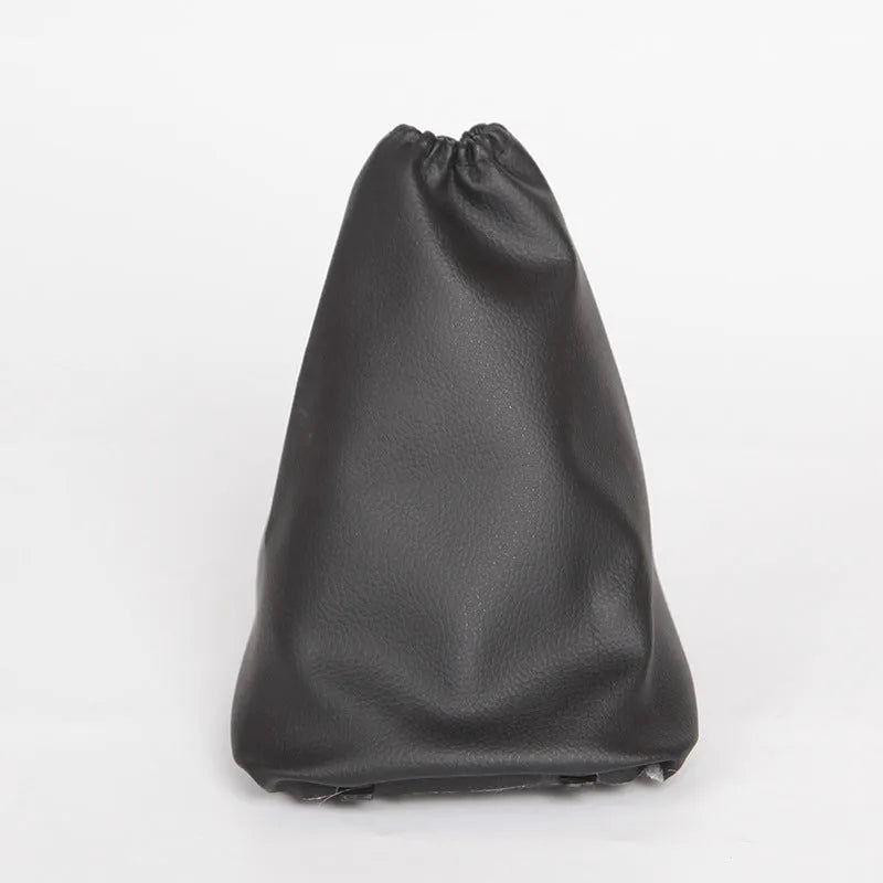 Black leather shift lever cover for Toyota Corolla measuring 15.2cm long by 12.9cm wide