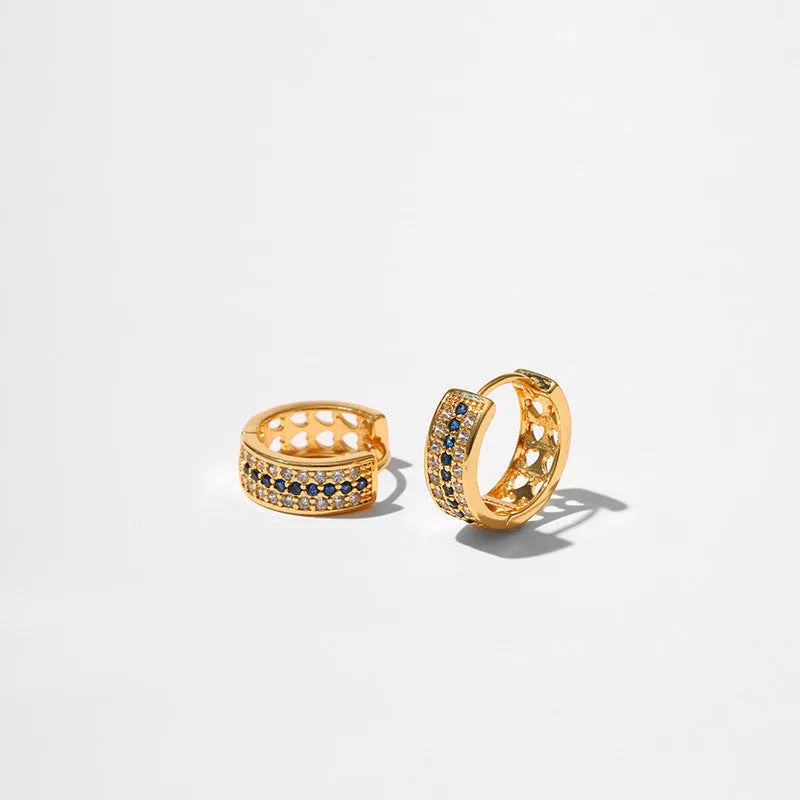 Round geometric women's copper earrings with electroplated 18K gold finish in colour KE1268