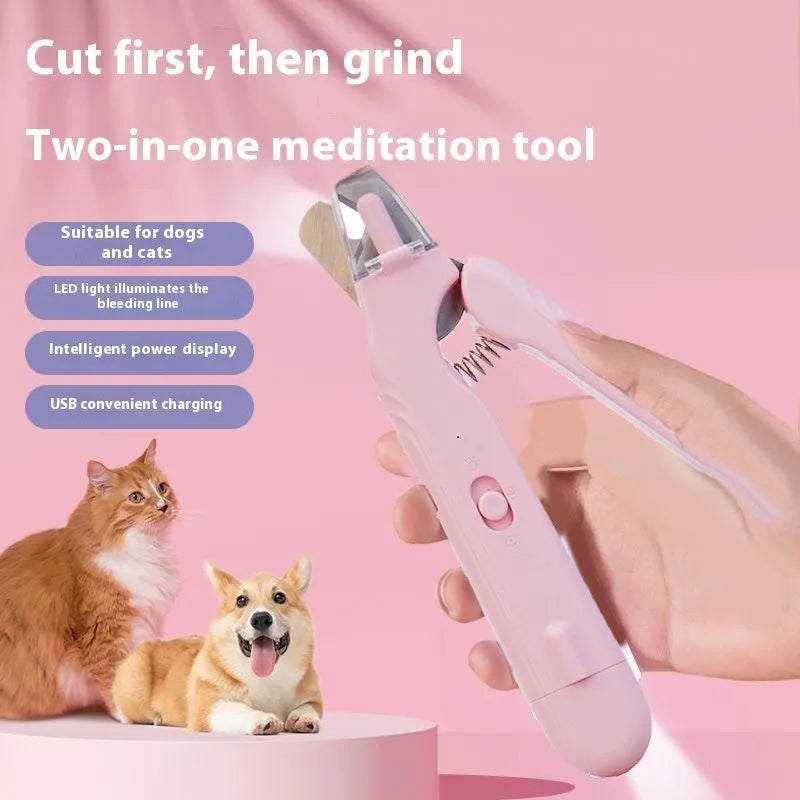 2-in-1 pet nail clipper with LED light, stainless steel blades, 180 x 41 x 22 mm, for dogs and cats