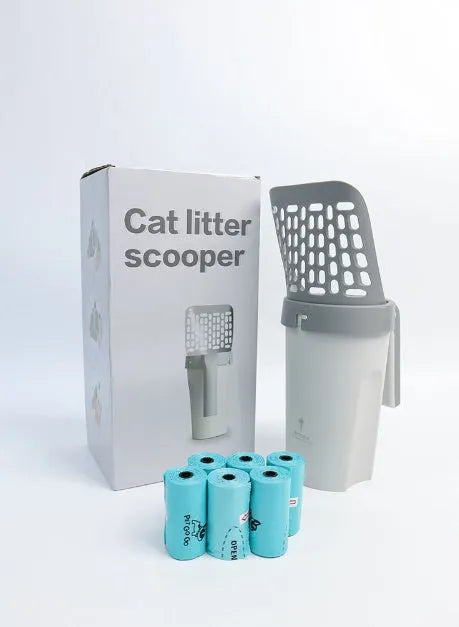 Large capacity plastic cat litter scoop with removable washable bucket and integrated design