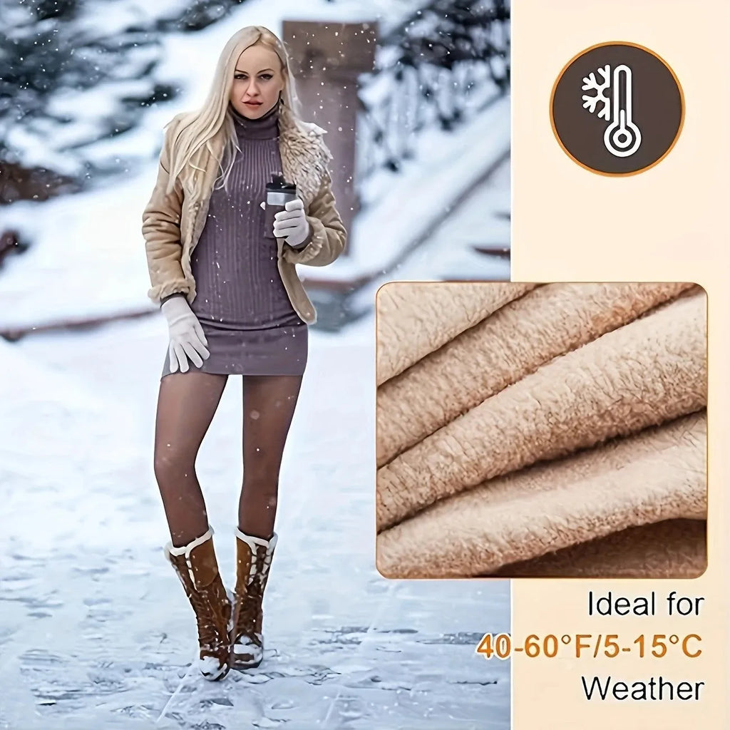 Anti-snagging wool-lined leggings in smooth skin-perforating fabric with moulding fit