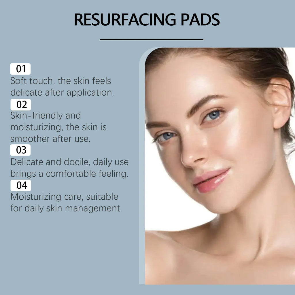 Pack of 50 glycolic acid exfoliating and moisturising cotton facial treatment pads.