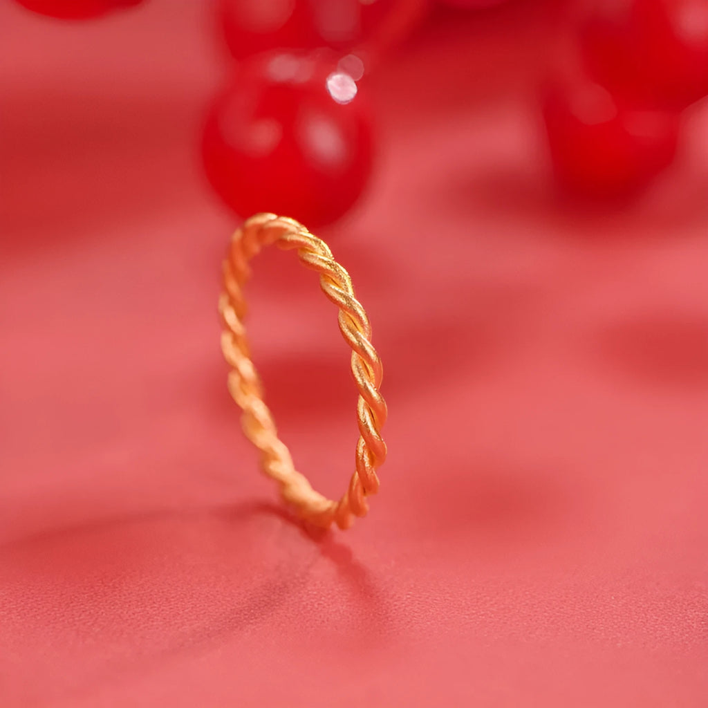 Brass gold plated women's ring shown in Twist Ring, Simple Bracelet Matte, and Simple Bracelet Glossy styles.