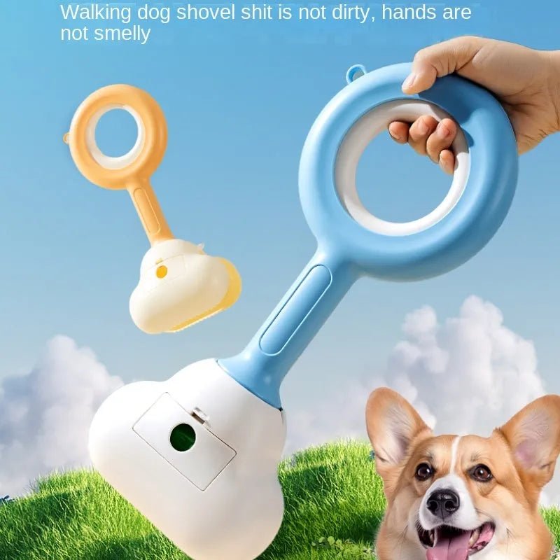 Cloud-shaped jaw dog pooper scooper in white blue colour with comfortable grip handle