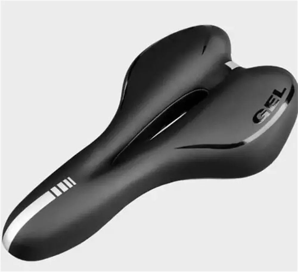 Bicycle cushion with thickened soft silicone saddle, PU leather cover, and spring suspension on a bike seat