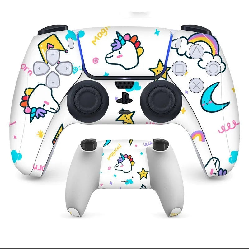 PS5 controller with protective sticker showing micro-frosted texture and scratch resistance