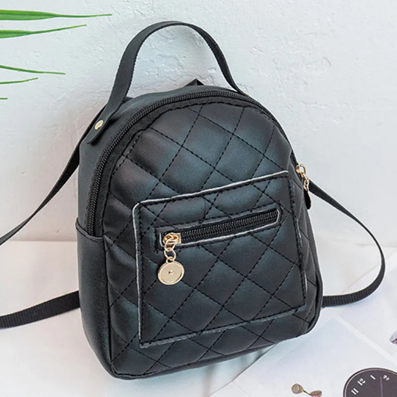 Korean style embroidered backpack in pink with sandwich pocket and soft carry handle