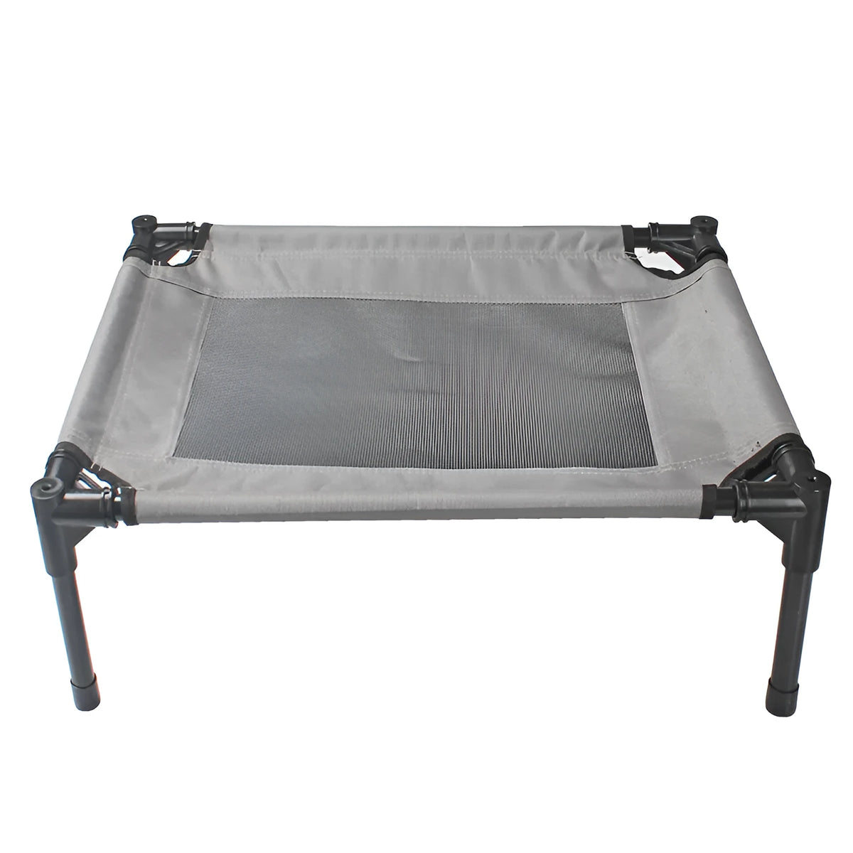 Black outdoor portable dog bed with steel frame and removable Oxford cloth cover