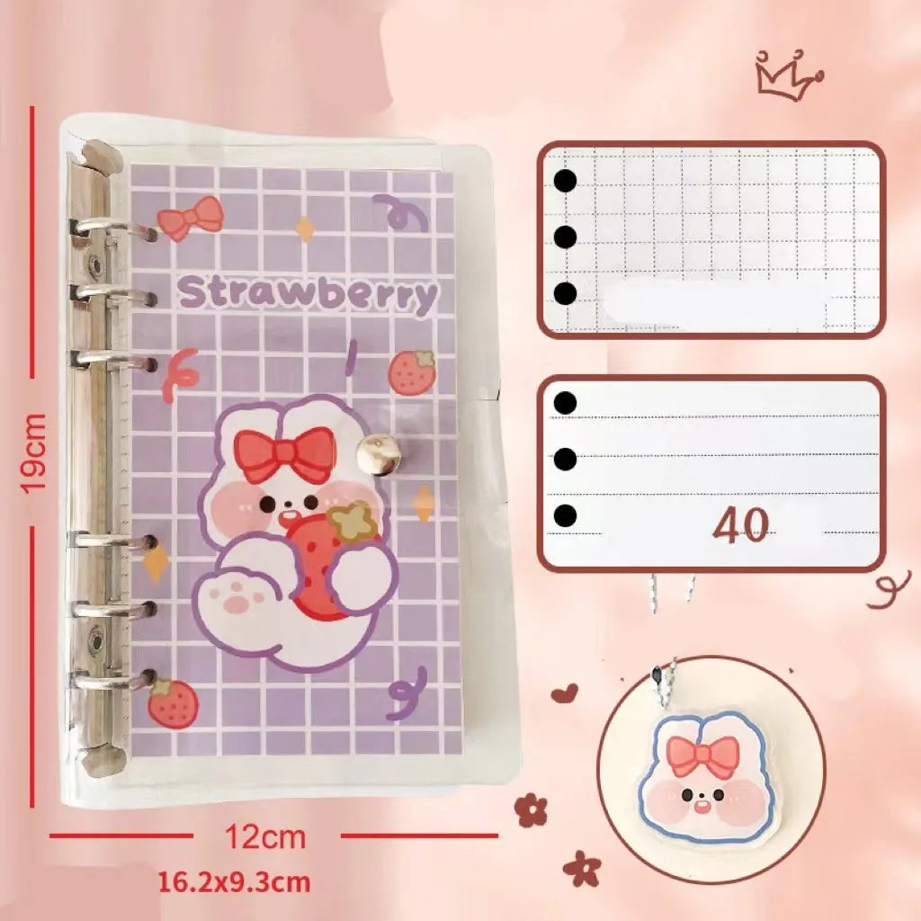 A6 loose-leaf coil notebook with girls heart design, showing 6-hole binding and compact 90x170mm size