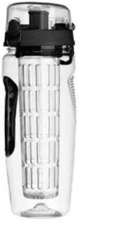 32oz BPA-free plastic water bottle with fruit infuser insert and leak-proof sports cap