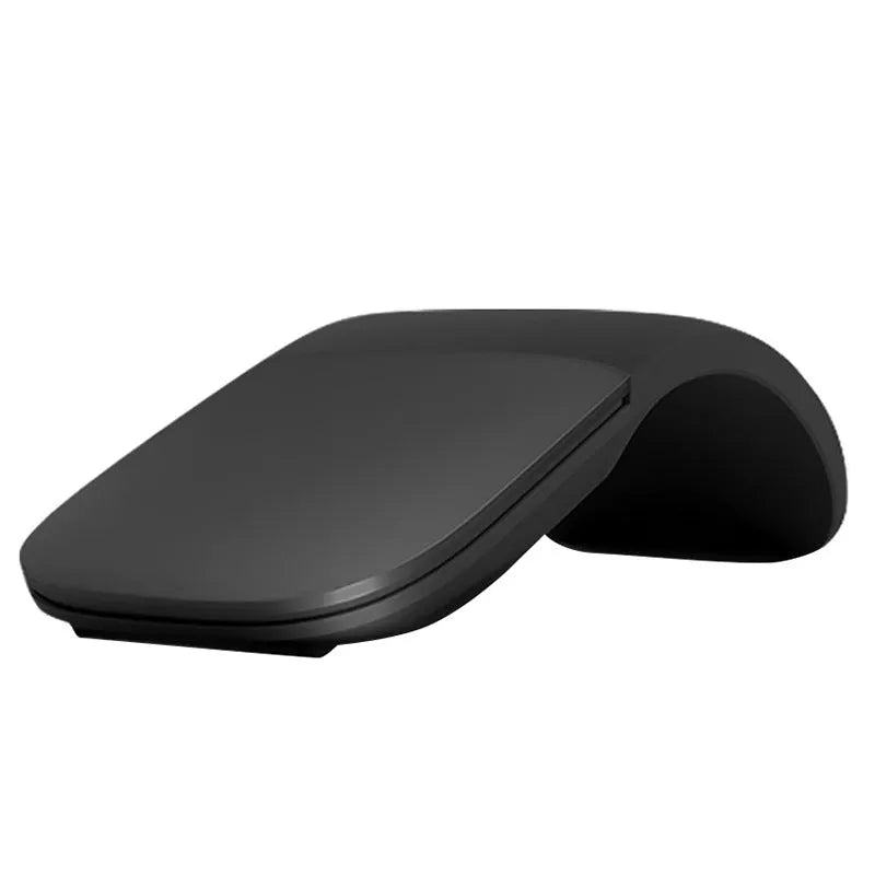 Folding Bluetooth wireless touch mouse shown in black colour with compact dimensions