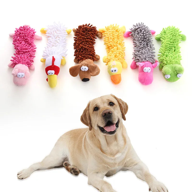 Plush microfiber molar chew toy for dogs in animal designs with horse teeth texture