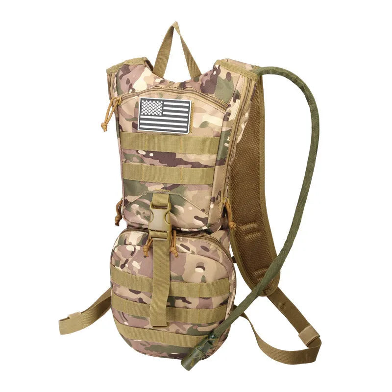 Multifunctional waterproof cycling backpack in camouflage pattern with physiological curve back plate