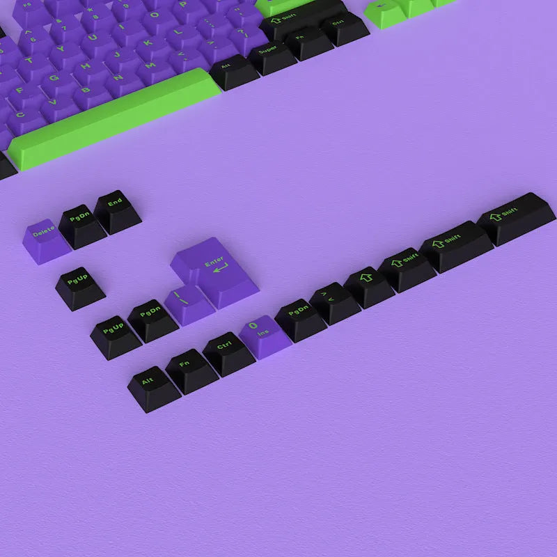 126-piece two-colour keycap set for 61 to 108 key mechanical keyboards, 290 x 160 x 30mm, black or purple