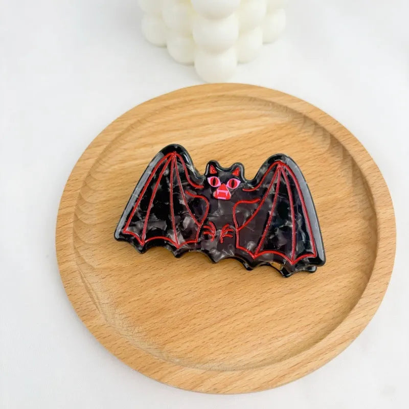 Halloween bat hair clip in acetic acid material with handcrafted design