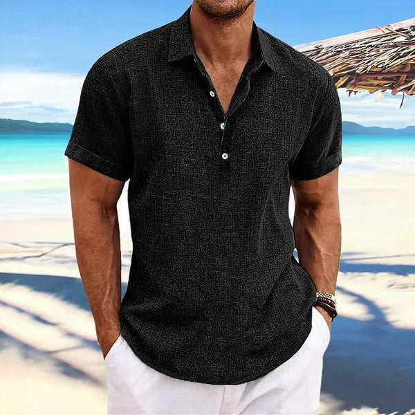 Men's light grey lapel cardigan with long sleeves and a loose cotton blend fit.