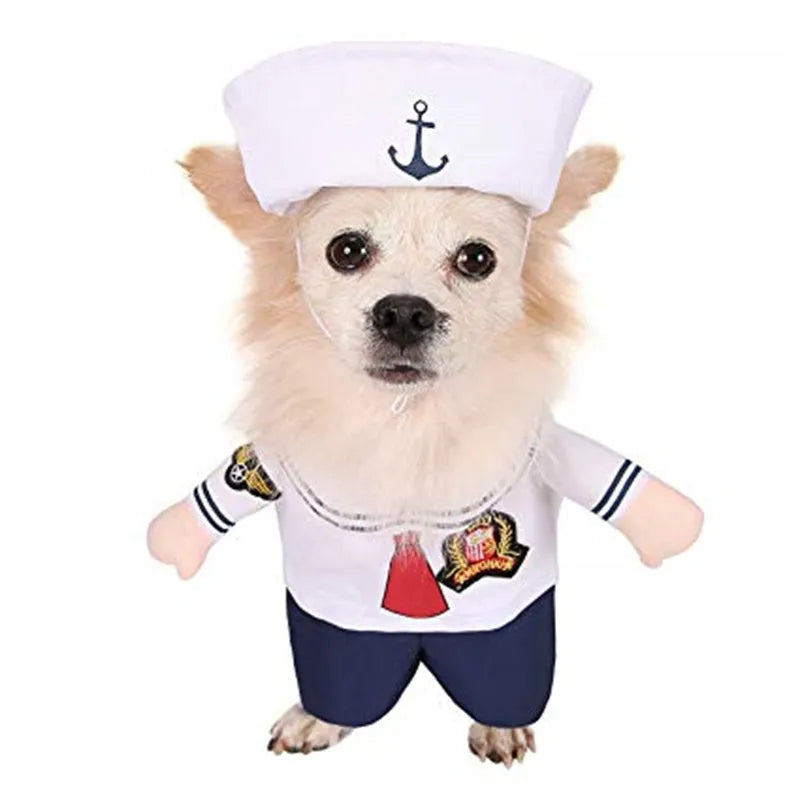 Sailor colour polyester pet costume for cats and dogs, sizes S to XL, role play outfit
