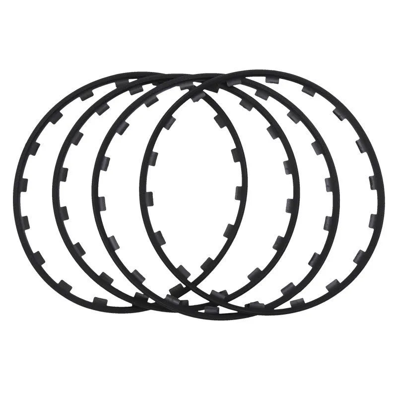 Set of four coloured nylon wheel hub protection rings for alloy wheels