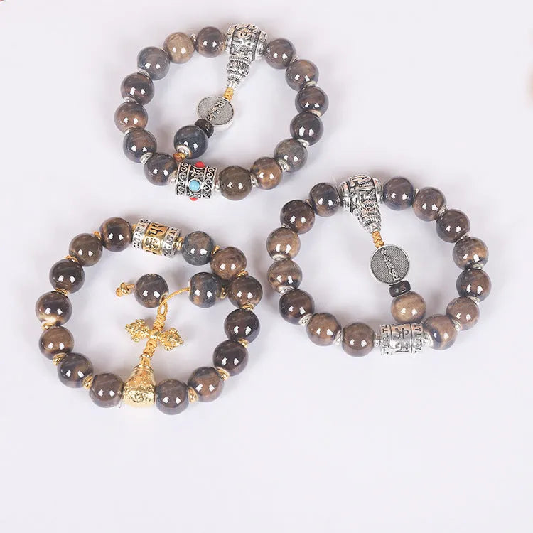 Men's gradient ceramic chain bracelet in coloured glaze, polished finish, showing colour variation.