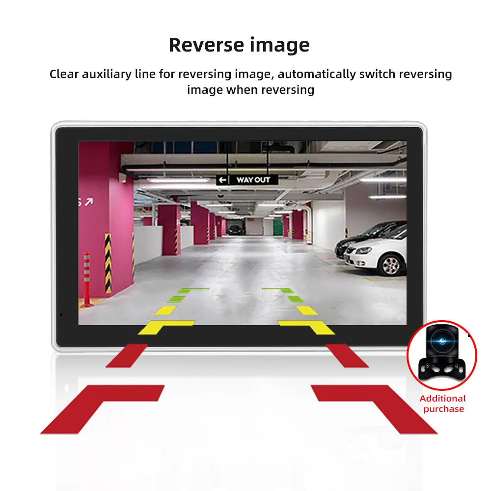 Black 7-inch wireless CarPlay projection camera and dash cam with touch screen for dashboard mounting.