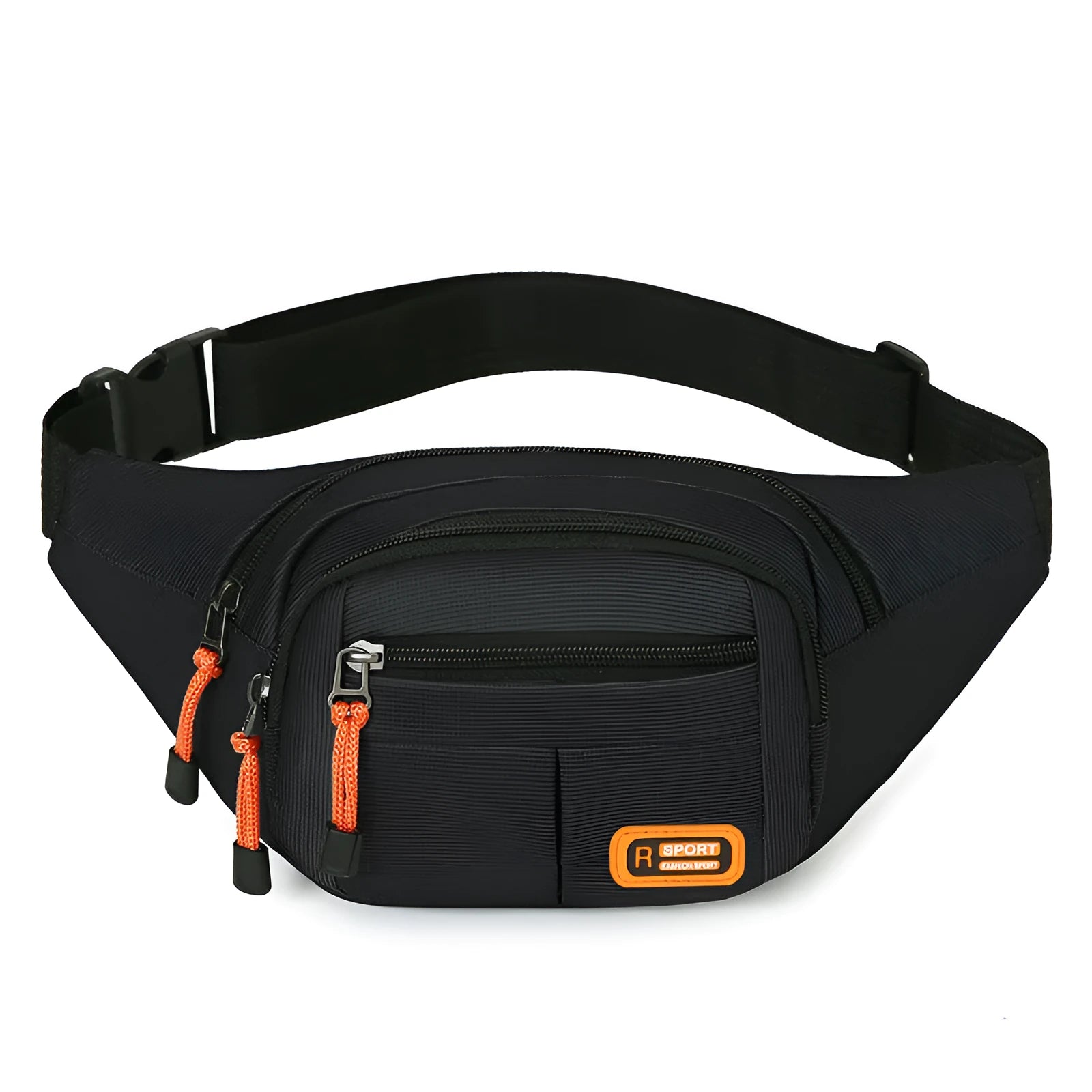 Large capacity waterproof slanted chest bag in nylon, shown in black, grey, blue, and green colour options.