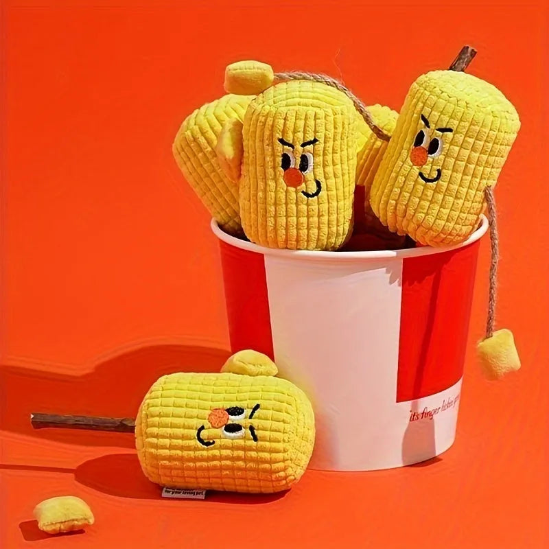 Corn cob-shaped cat toy made from natural polio wood, dimensions 7x6x15cm, for dental care and play