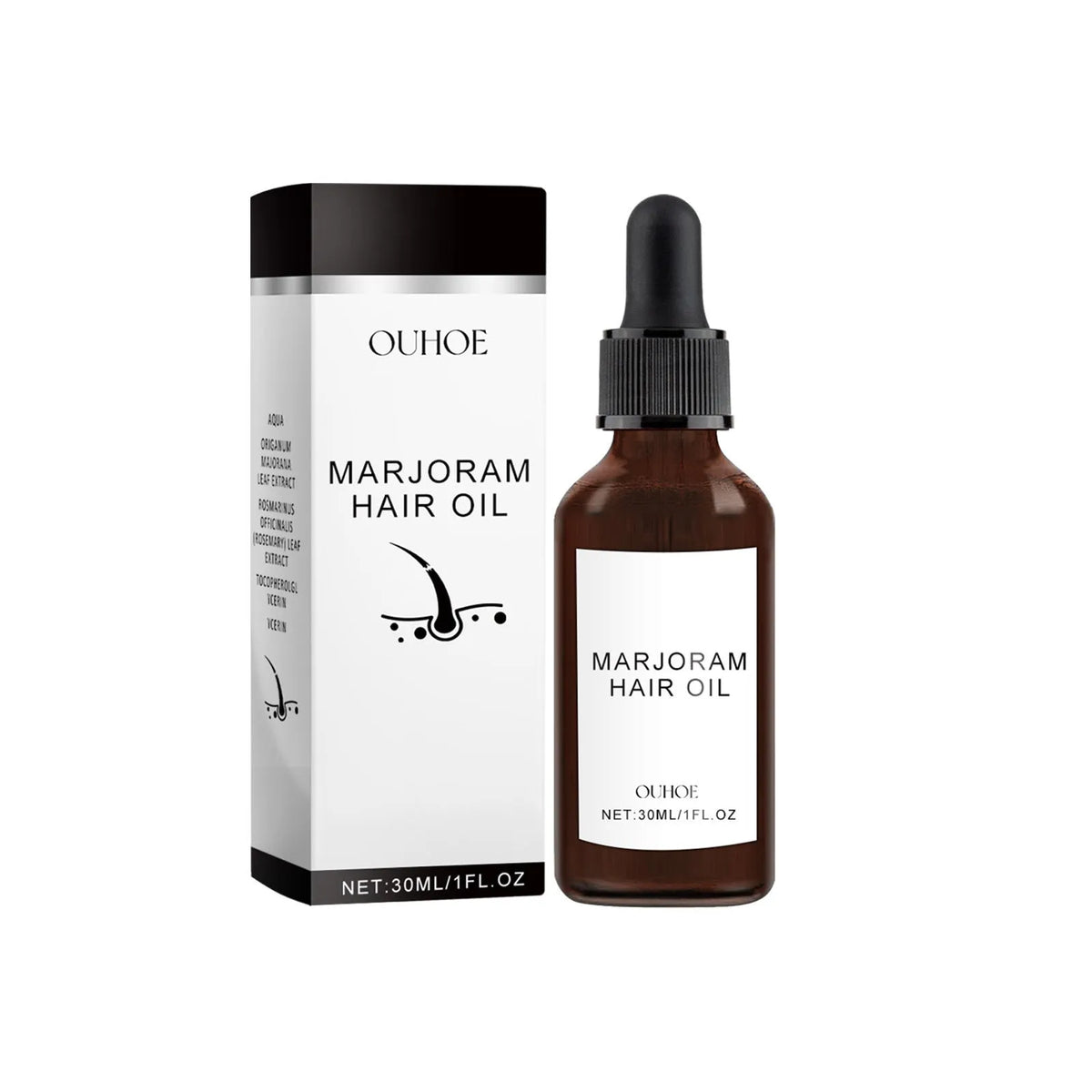 Marjoran Mi Hair Oil 30ml styling cream in bottle with marjoram and rosemary extract