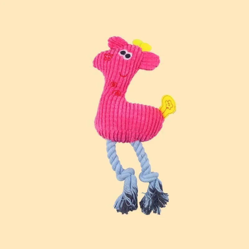 Blue deer-shaped plush dog toy with corn grain texture, measuring 20 cm long with integrated sound module