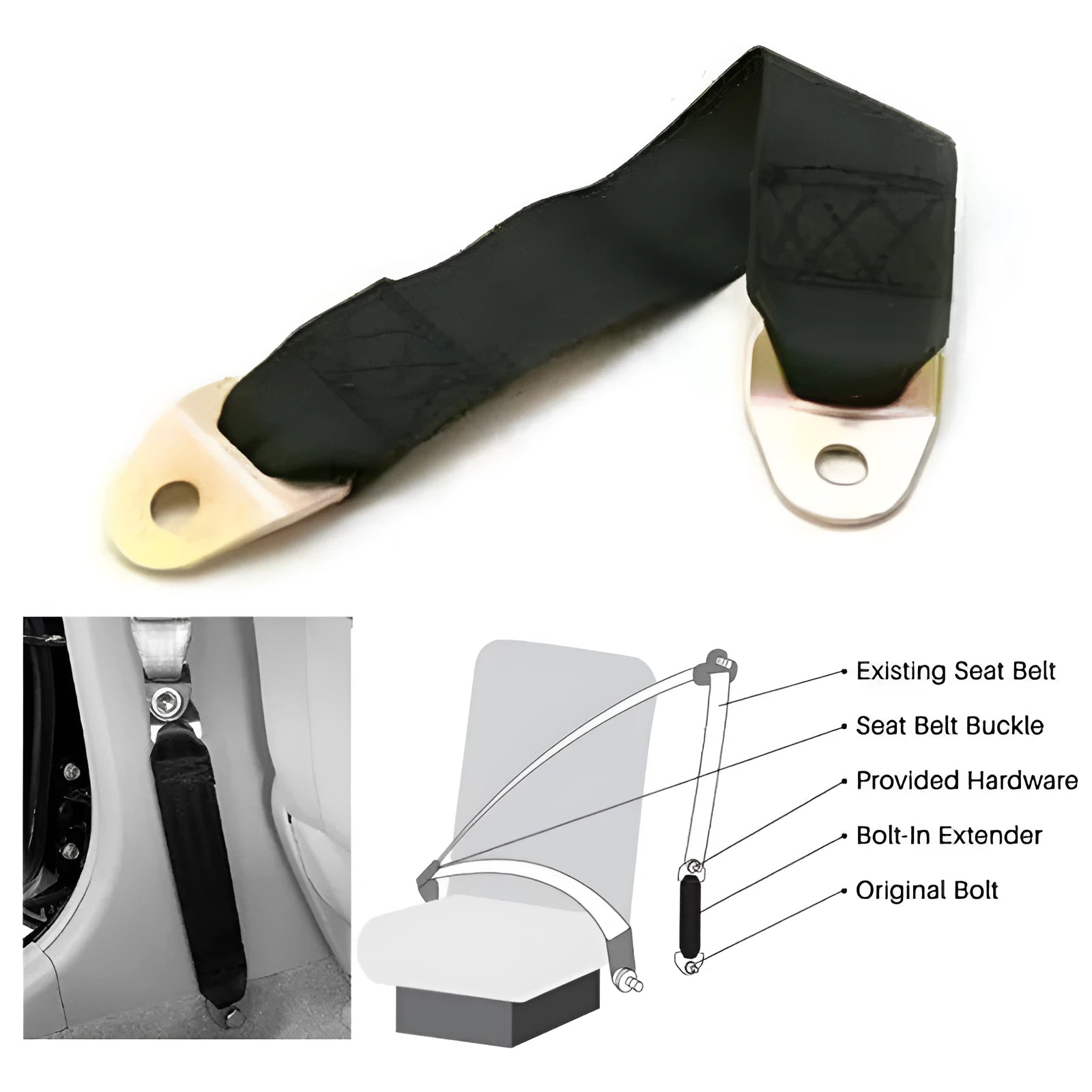Polyester door fixing belt with adjustable tension and included screws and nuts for door security