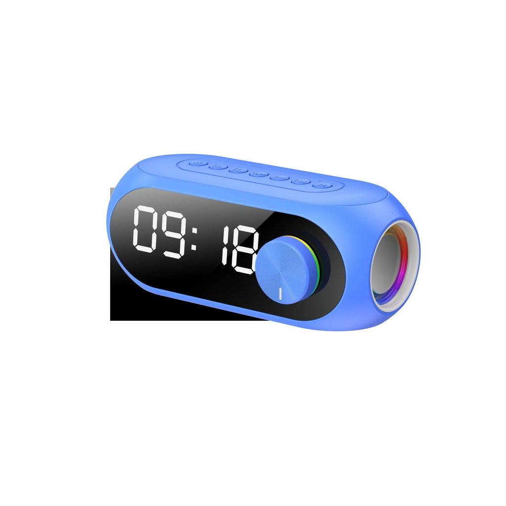 Extra Bass portable mini clock speaker in S8 Black colour with USB charging cable
