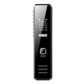 Small black or gold plastic voice recorder with display and microphone.