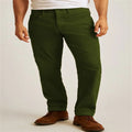 Corduroy straight-leg trousers in loose casual fit with mid-waist design and zip fly closure