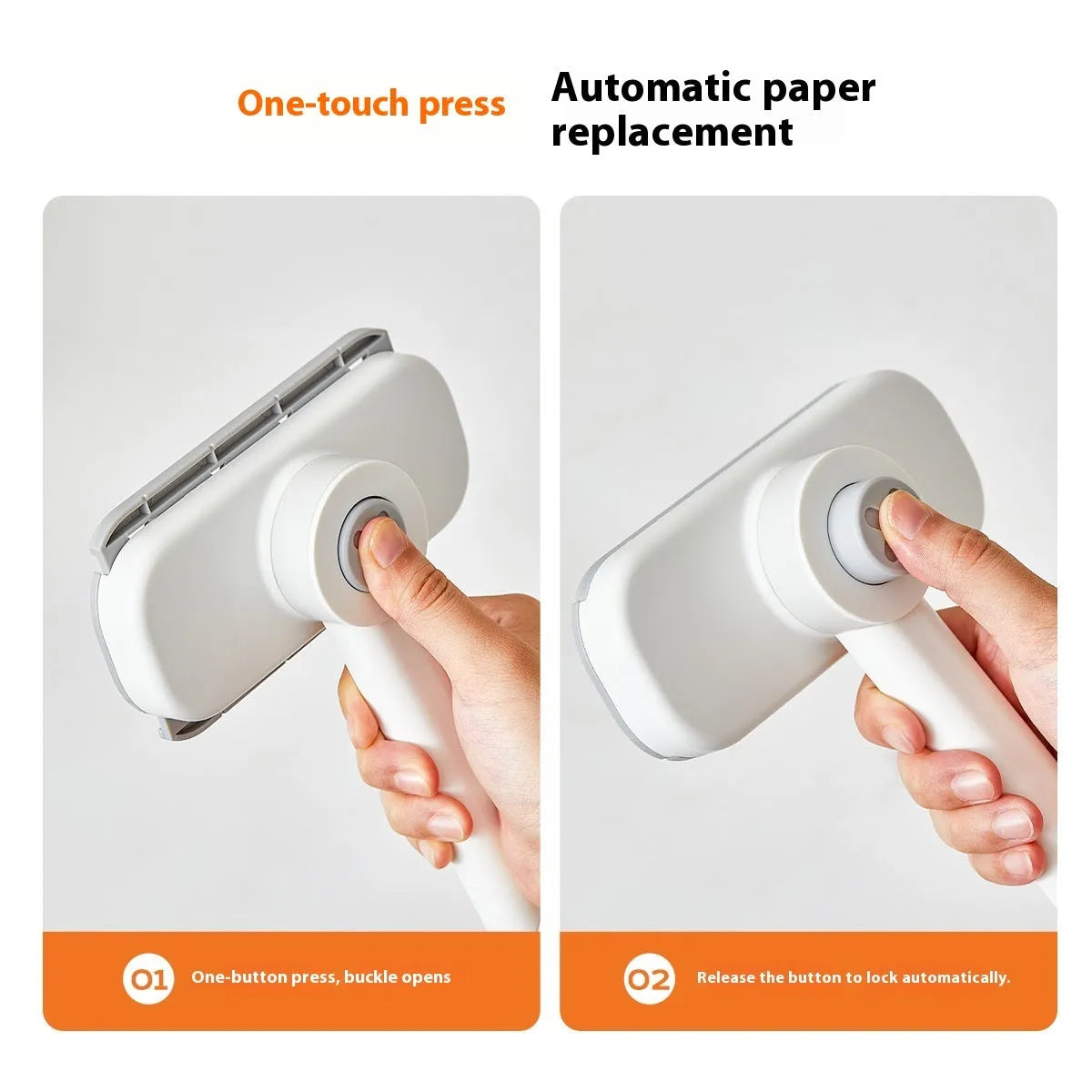 Rotatable washcloth mop cleaning brush in ABS, 15 x 5.5 x 19.5cm, grey or orange, with 50 replacement cloths