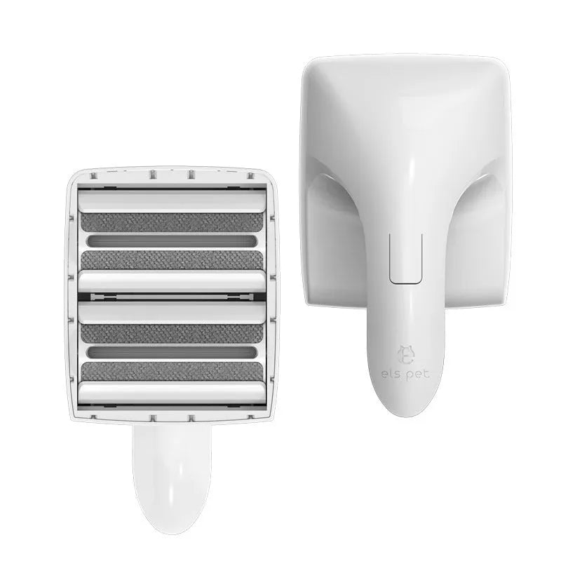 White ABS plastic pet hair remover roller with sticky adhesive surface for furniture and clothing