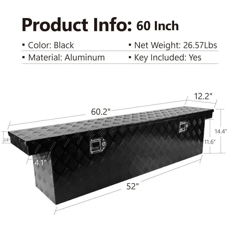 26-inch black aluminium alloy toolbox with T Casting construction