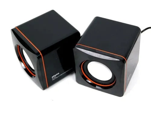 Black square USB computer speaker with compact 10cm design for desktop audio