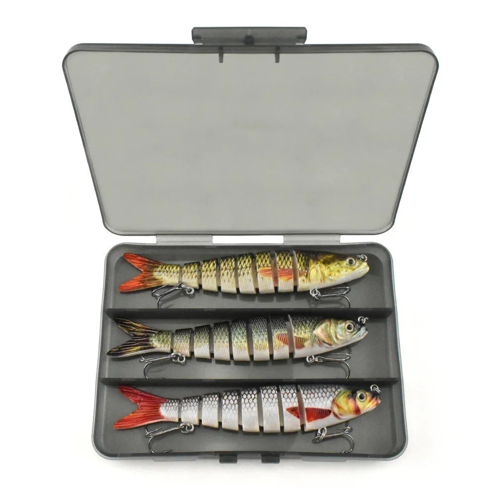 Hard plastic fishing lure with bionic eight fish design, 133mm long, shown in multiple colour options.