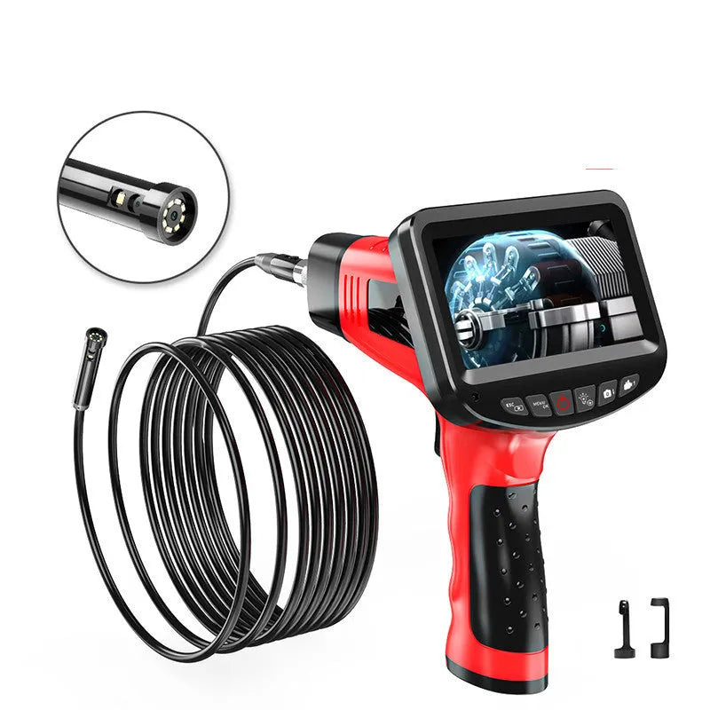 8.5mm diameter dual-lens endoscope camera with snake pipeline and hard wire cable options for inspecting narrow spaces