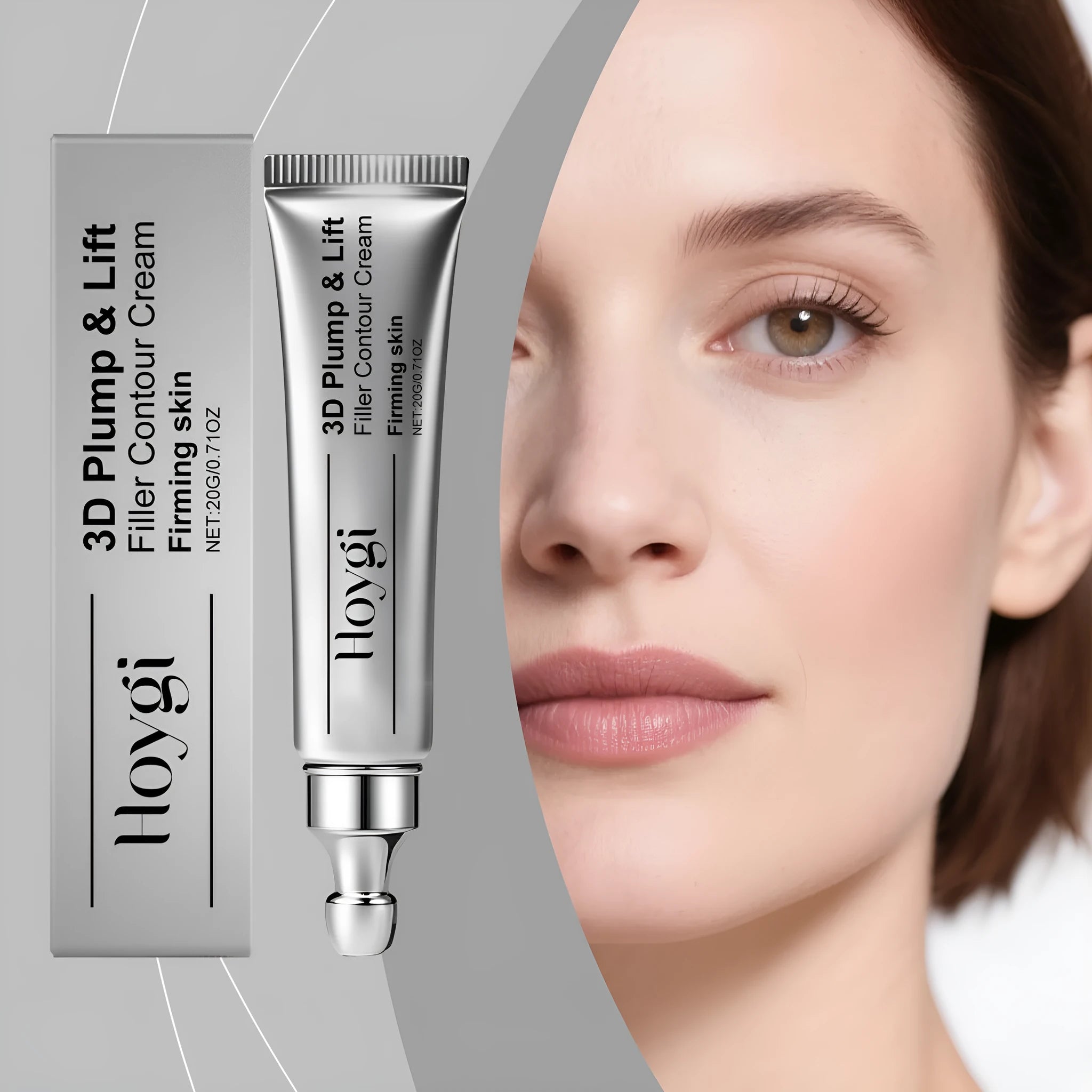 20g tube of moisturising eye cream with ceramide, showing product dimensions.
