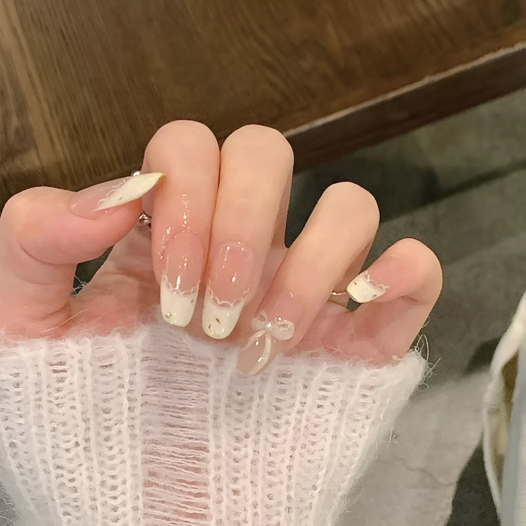 Sweet Girl Wearing Fake Nails press-on sets in random colours for easy application